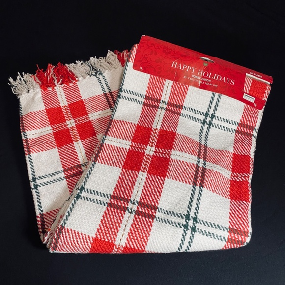 Vintage Christmas Blanket Plaid Throw 50X60 Woven Cotton Blend Dobby Holiday - Picture 9 of 10